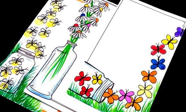 عکس های تزیین دفتر مشق با نقاشی