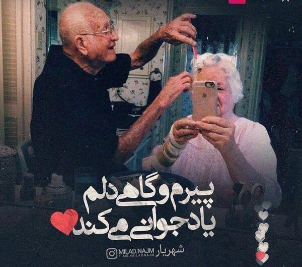 عکس نوشته پیرمو گاهی دلم یاد جوانی میکند