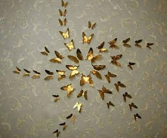 عکس پروانه های تزیینی روی دیوار