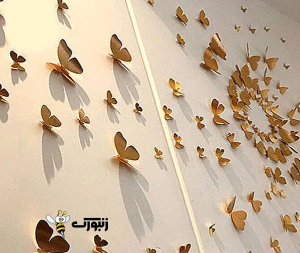 عکس پروانه های تزیینی روی دیوار
