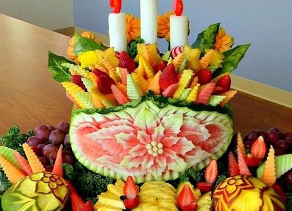 عکس ایده تزیین میوه شب یلدا