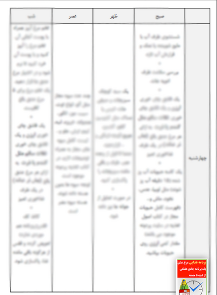 عکس برنامه غذایی مرغ عشق