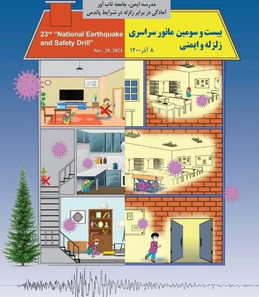 عکس در مورد مانور زلزله در خانه