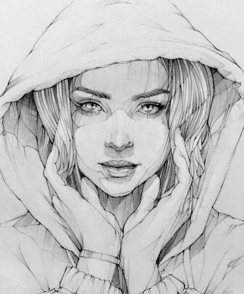 عکس نقاشی با مداد سیاه ساده