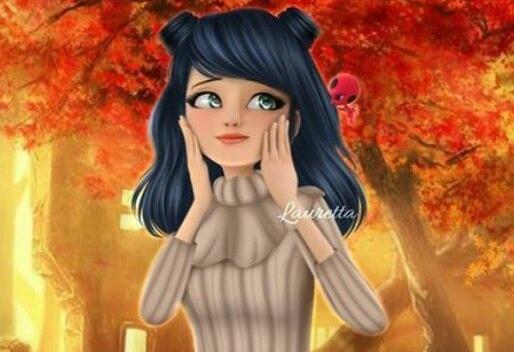 عکس مرینت و ادرین در پاییز