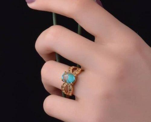 عکس انگشتر فیروزه زنانه طلا