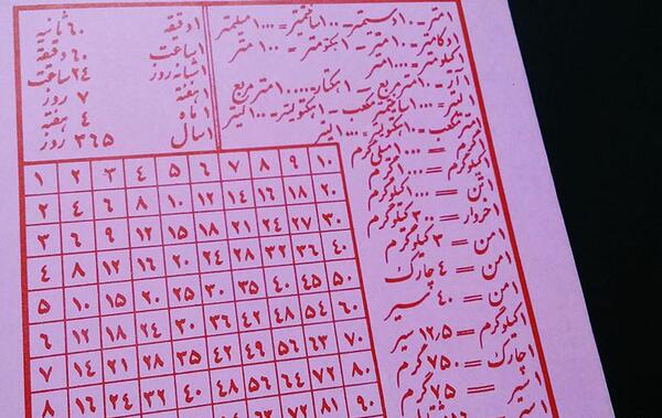 عکس جدول ضرب قدیمی
