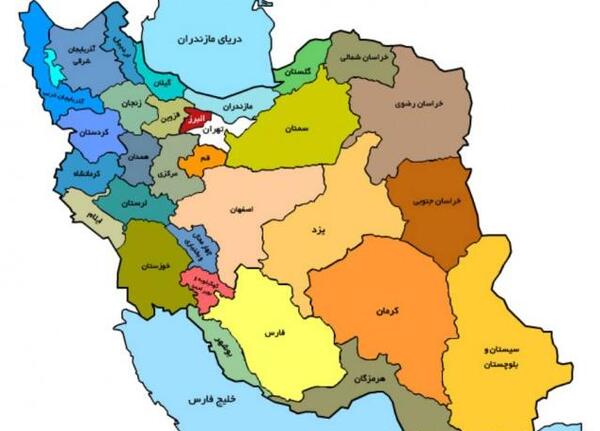 عکس نقشه ایران با اسم شهرستانها