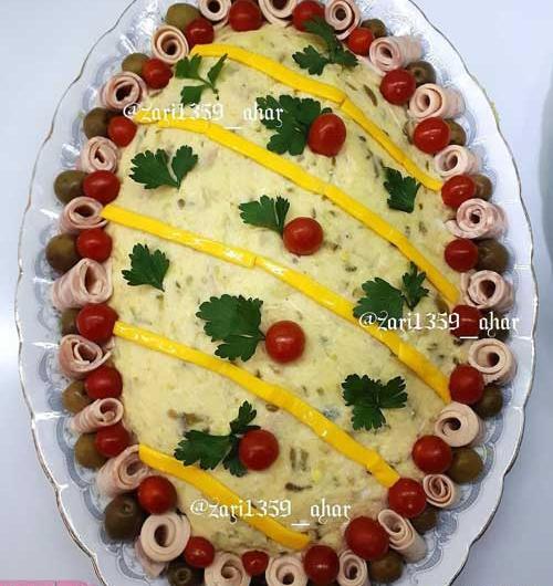 عکس چند ایده برای تزیین سالاد الویه