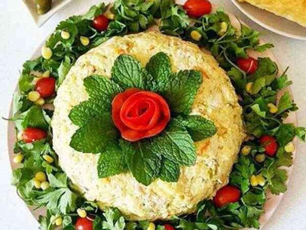 عکس چند ایده برای تزیین سالاد الویه