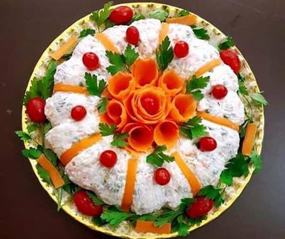 عکس چند ایده برای تزیین سالاد الویه