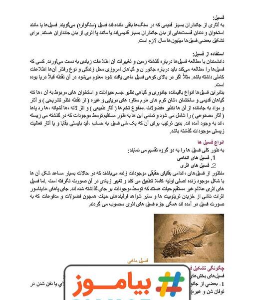 عکس فسیل علوم پنجم