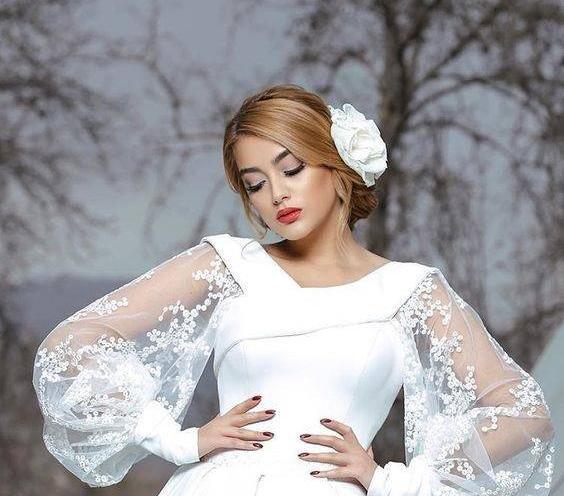 عکس لباس عروس آستین دار پفی