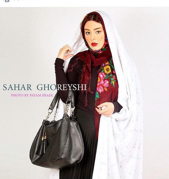 عکس سحر قریشی با پالتو چرم