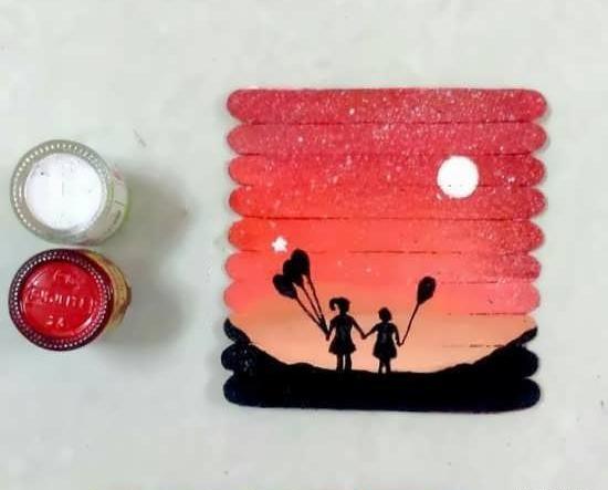 عکس طرح نقاشی ساده روی چوب