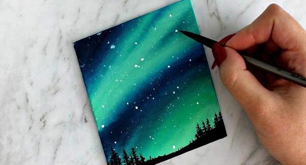 عکس طرح نقاشی با آبرنگ روی بوم