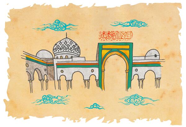 عکس نقاشی کودکانه ضریح امام حسین