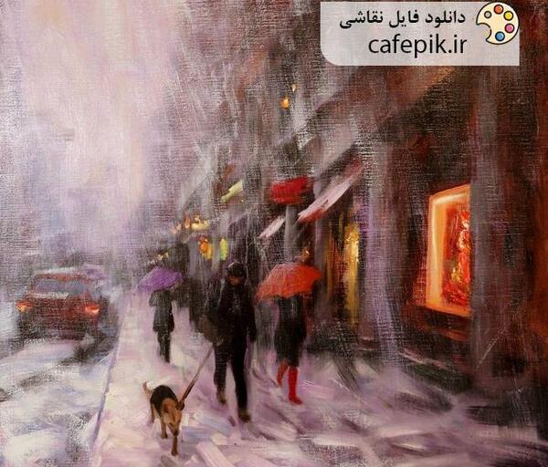 عکس نقاشی مدرن زمستانی