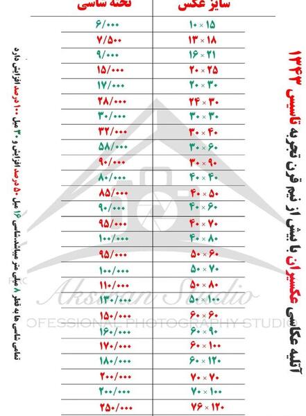 قیمت عکس آتلیه کودک سال ۱۴۰۳