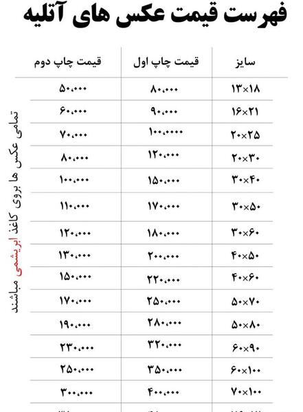 قیمت عکس آتلیه کودک سال ۱۴۰۳