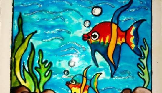 عکس طرح کودکانه نقاشی روی شیشه