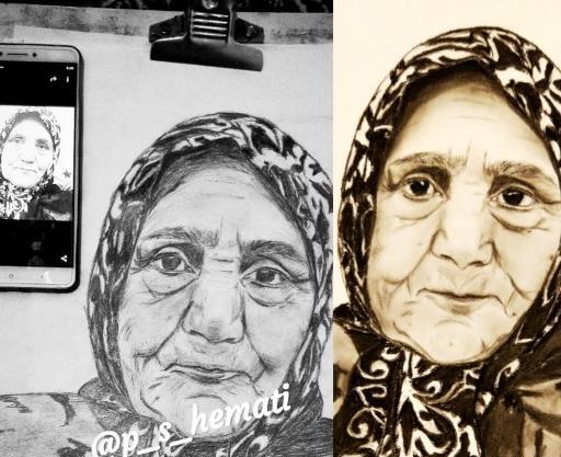 عکس نقاشی سیاه قلم چهره