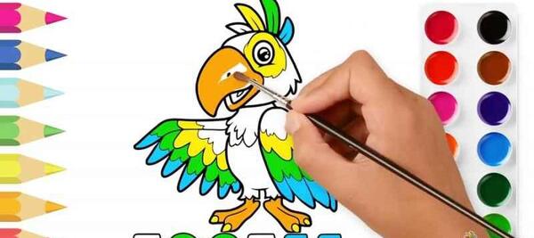 عکس نقاشی طوطی کودکانه