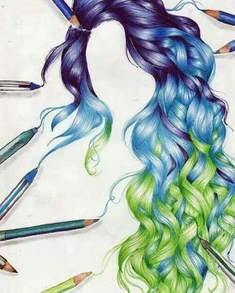 عکس مدل نقاشی شلوغ با مداد رنگی