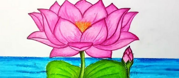 عکس طرح نقاشی گل ساده با مداد رنگی