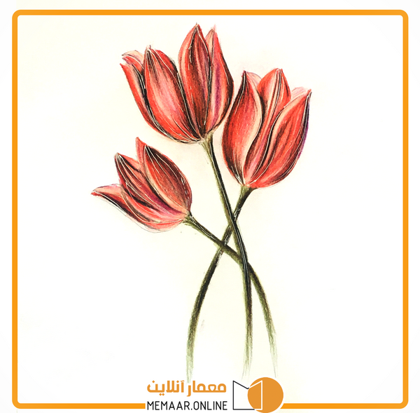 عکس طرح نقاشی گل ساده با مداد رنگی