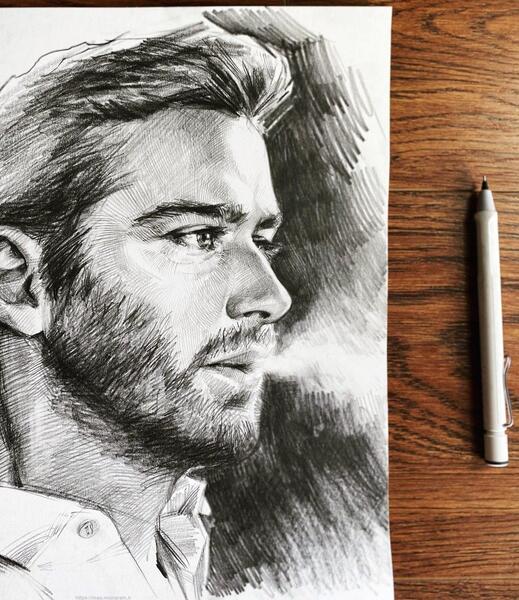 عکس نقاشی سیاه قلم پسر