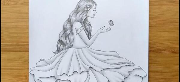 عکس نقاشی دخترانه طراحی با مداد