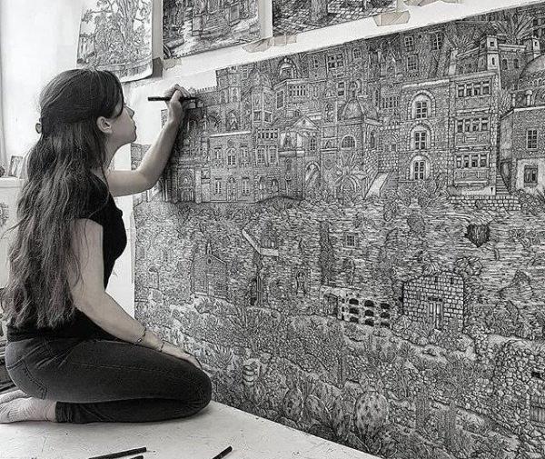 عکس نقاشی سیاه قلم یک زوج