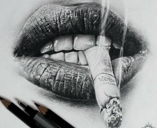 عکس نقاشی سیاه قلم لب