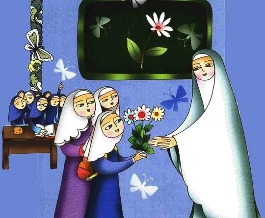 عکس نقاشی گل دادن به معلم
