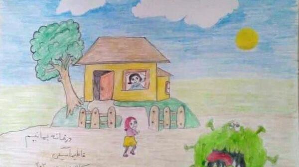 عکس نقاشی کودکانه مدرسه