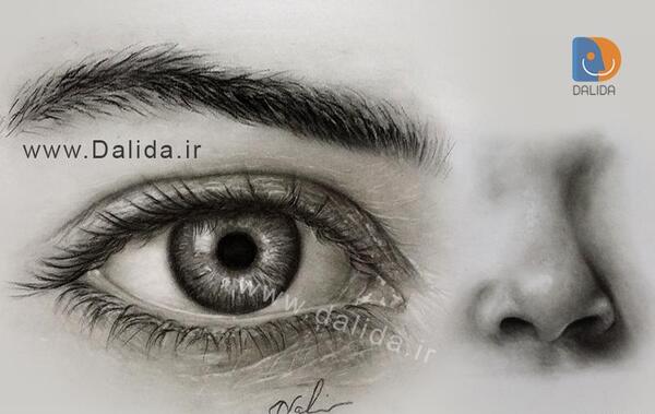 عکس نقاشی سیاه قلم چشم و ابرو