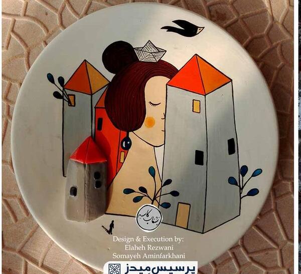 عکس نقاشی روی سفال طرح ماشین