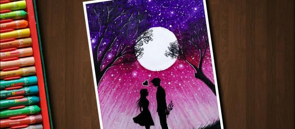 عکس مدل نقاشی عاشقانه با مداد رنگی