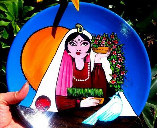عکس طرح خاتون برای نقاشی روی سفال