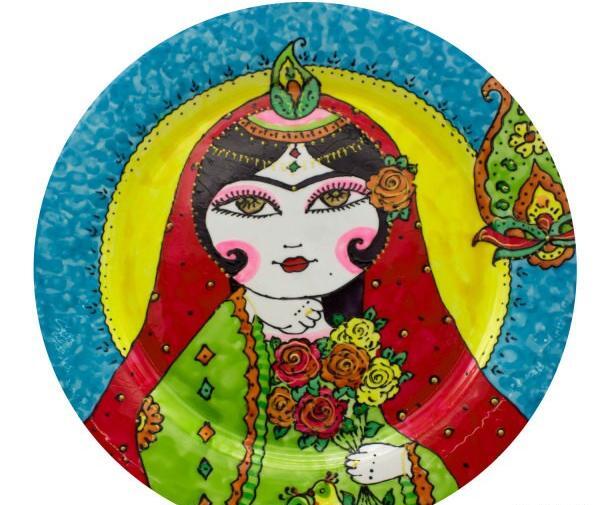 عکس طرح خاتون برای نقاشی روی سفال