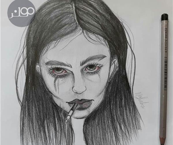 عکس نقاشی دخترانه غمگین
