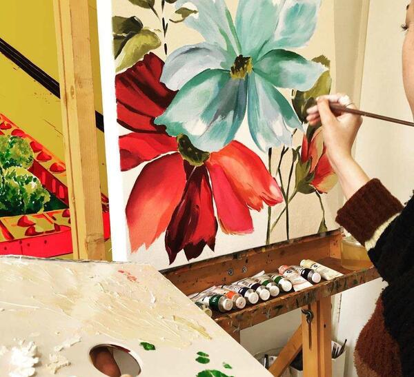 عکس مدل نقاشی طرح رنگ و روغن برجسته روی بوم