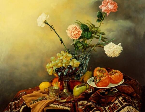 عکس مدل نقاشی طرح رنگ و روغن برجسته روی بوم