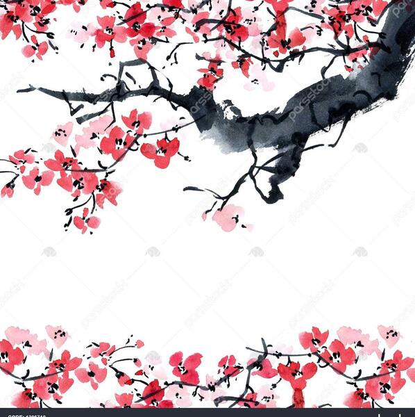 عکس نقاشی گل ژاپنی