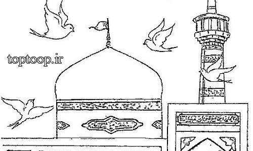 عکس نقاشی ساده حرم امام رضا