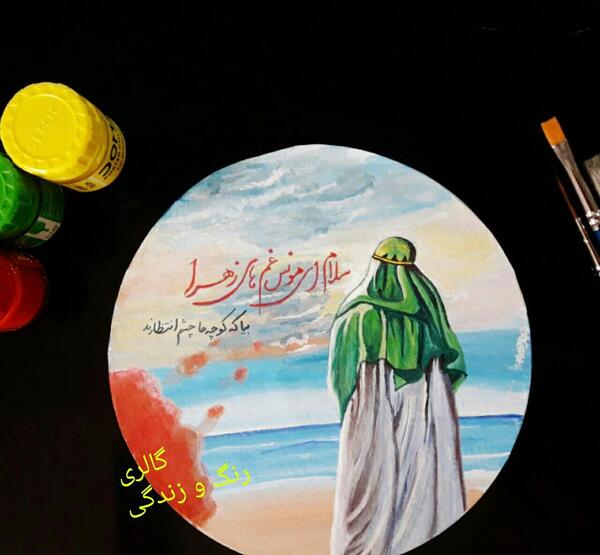 عکس طرح نقاشی گواش روی بوم