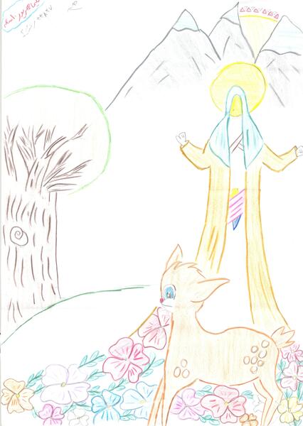 عکس نقاشی ضامن آهو کودکانه