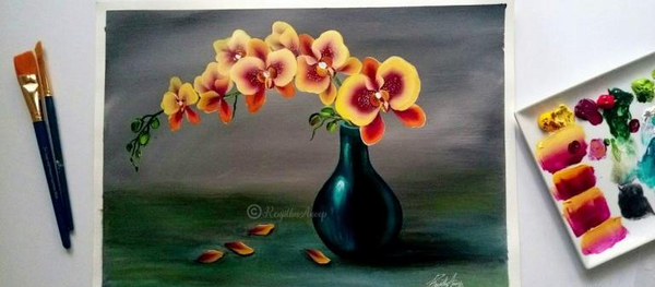 عکس طرح نقاشی روی بوم با رنگ اکریلیک