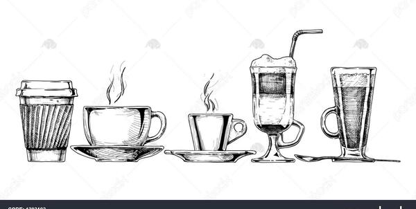 عکس نقاشی سیاه قلم فنجان قهوه